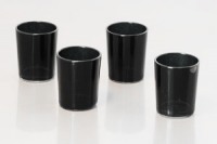 Jet All Black Noir Glass Tealight Votive Candle Holder - BULK Buy